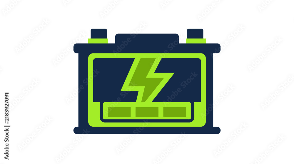 Fototapeta premium Electric Vehicle Battery Icon Vector Illustration for Charging and Power