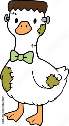 Canvas Print A cute Frankenstein duck wearing a bowtie