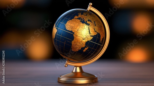 Desktop globe model showing continents and oceans