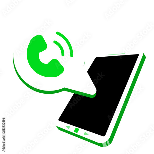 Fotografie green smartphone with incoming call icon