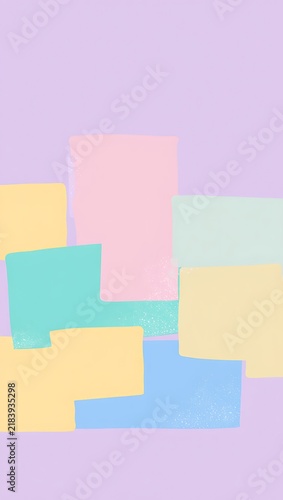 Abstract pastel background with colorful painted rectangular blocks in pink, yellow, teal, and blue