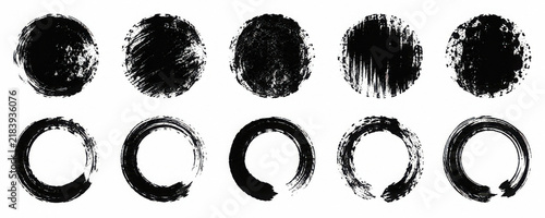 Grunge round shapes. Grunge banner collection. set of black grunge ink stamp circles, round shape stamp. eps10 vector illustrator.