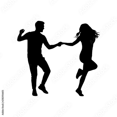 Bild auf Leinwand Couple dancing together in silhouette style