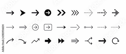 Extensive set of diverse arrow icons for modern user interface design