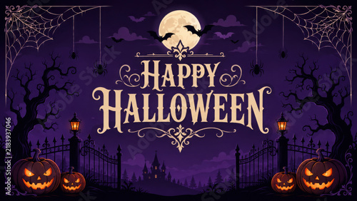 Elegant Gothic Halloween border frame with intricate ornamental flourishes, vintage dark motifs, mysterious accents, and sophisticated seasonal vector decoration