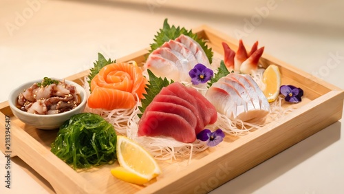 Fresh Sashimi Assortment Japanese Sushi Tray