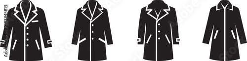 Mens Overcoat Silhouette Vector Icons Set