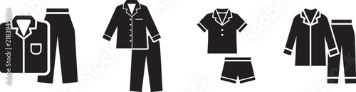 Pajamas and sleepwear vector silhouette icon set