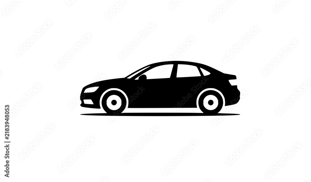 Naklejka premium Simple Black Car Silhouette Vector Icon for Web and Mobile App Design