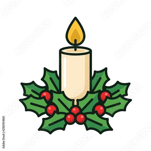 Vibrant Festive Candle with Evergreen Holly for Seasonal Holiday Joy
