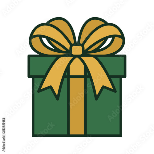 Festive green gift box with golden bow for celebrations and special occasions