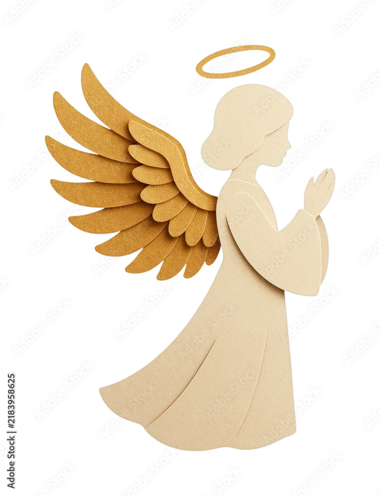Fototapeta premium PNG Elegant angel with golden wings.