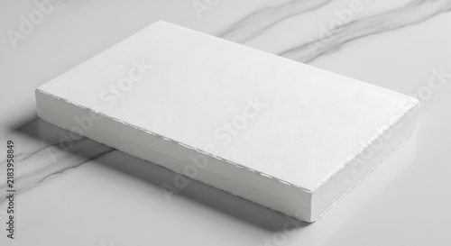 Minimalist white rectangular box mockup, blank spaces for text