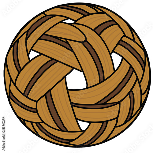 Traditional rattan ball or sepak takraw ball vector illustration.
