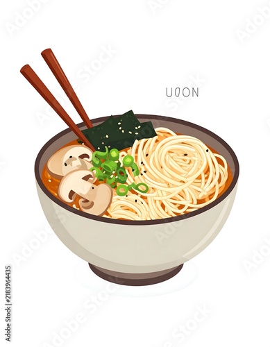 Delicious Japanese Ramen Bowl Illustration.
