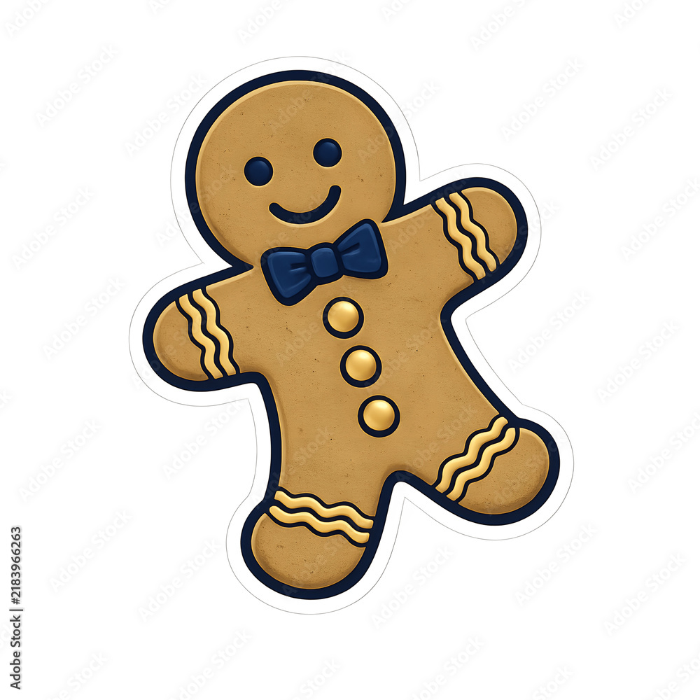 Obraz premium A gingerbread figure, die-cut sticker, deep navy and antique brass