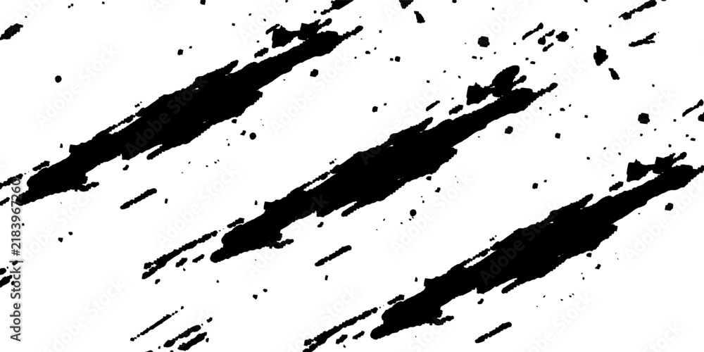 Obraz premium Grunge black ink splat vector design featuring dark liquid splashes and messy paint drips on a dirty textured background stain