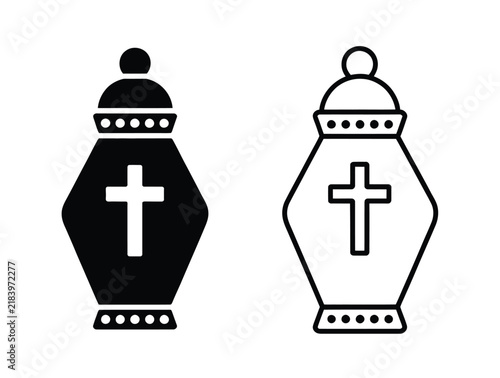 Фотография Cemetery candle and All Saints' Day lantern vector illustration, traditional memorial light, religious holiday symbol, solemn remembrance, and decorative cemetery design