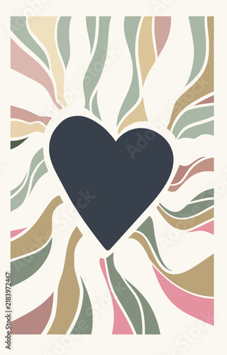 Abstract Retro Heart Canvas Wall Art