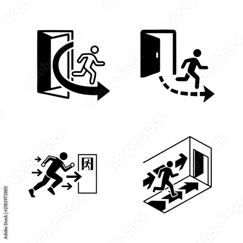 Emergency exit run people icon