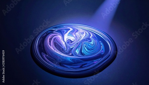 Mesmerizing Iridescent Liquid Swirls in Deep Blue and Purple with Dynamic Movement