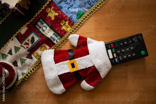Close Up TV Remote Control in Miniature Santa Claus Suit Holder