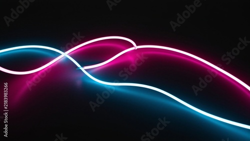 Obraz na płótnie Dynamic Bending Neon Light Ribbon Loop on Black Background