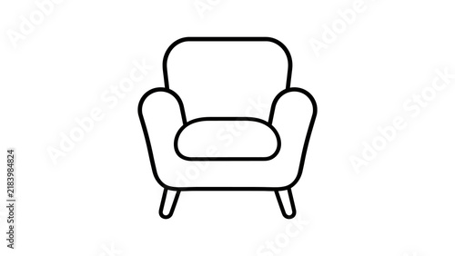 Comfortable single armchair line drawing for home interior design.