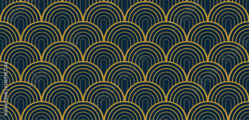 Luxury Gold Art Deco Seamless Pattern Background. Vector.