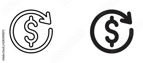 Cost reduction icon, dollar decrease, profit decline, and cost saving symbols isolated on transparent background for financial business design, budgeting, and expense management