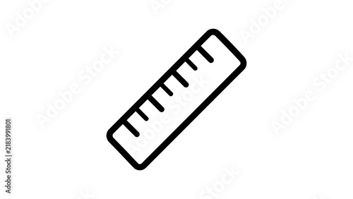 Straight plastic ruler icon featuring measurement scale for school work.