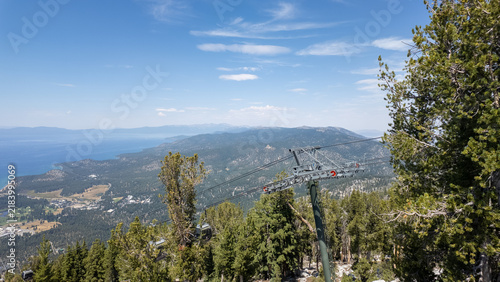 After Ride on a Gondola Ski Lift looking at Lake Tahoe, California Below, and South Lake Tahoe