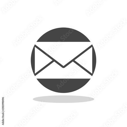 Email round sign icon with shadow