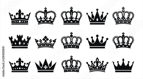 Canvas Print Collection of various royal crown silhouettes for heraldic or luxury design with