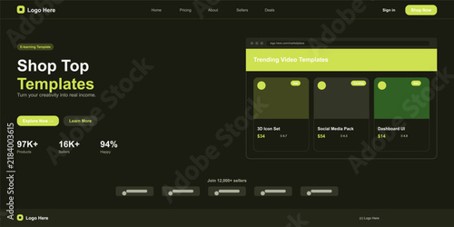 Bild auf Leinwand Modern trending video templates preview with ui elements Vector