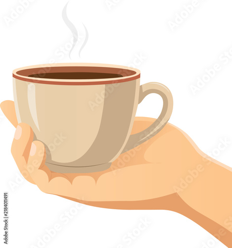 A cup of hot, aromatic coffee in hand