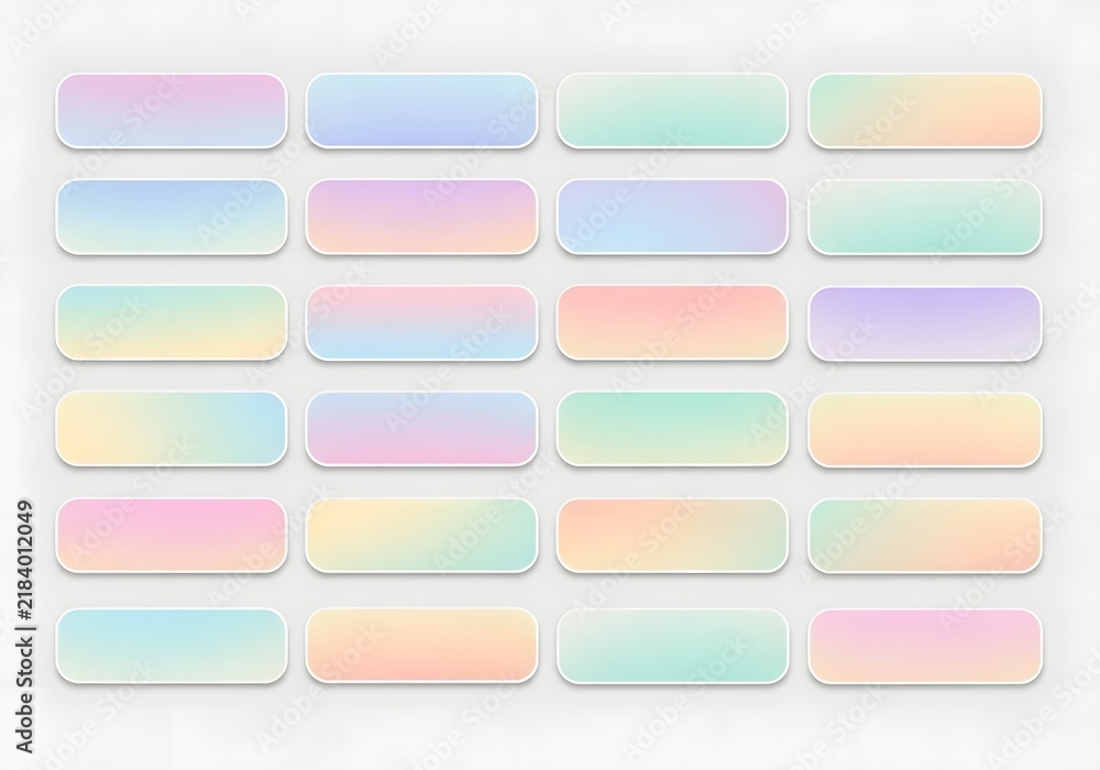 Fototapeta premium Collection of colorful gradient banner buttons with rounded corners and soft pastel hues