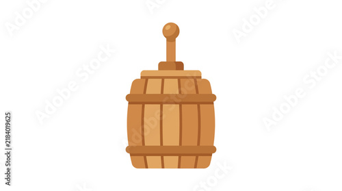 Obraz na płótnie Wooden barrel with bung hole vector illustration on a white background