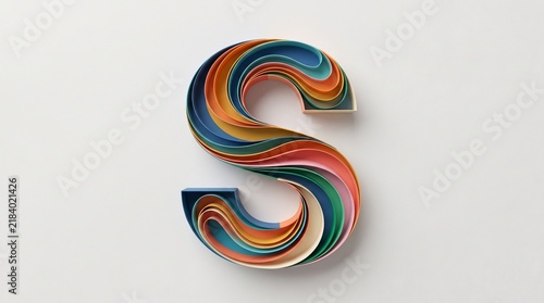 Vibrant colorful s letter 3d papercraft style graphic