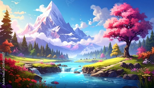 Majestic mountain lake with vibrant autumn foliage.