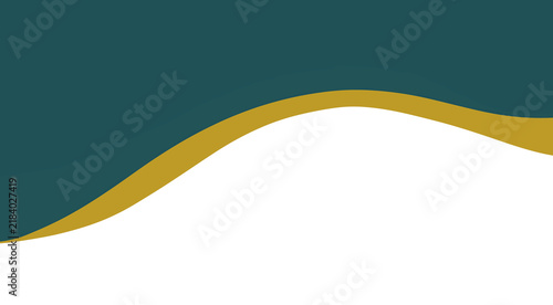 Elegant background design with flowing golden wave on a deep teal and white canvas, creating a modern and serene visual