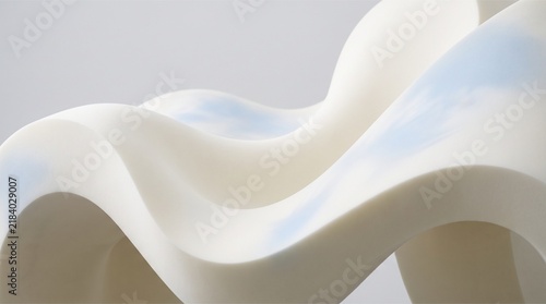 Abstract white wavy foam texture with soft blue accents for modern minimalist background