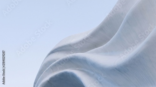 Abstract white fabric waves flowing in the wind, soft textile background texture.