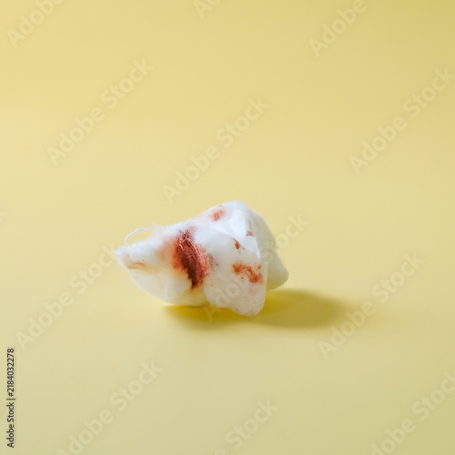 Cotton wool swabs stained with blood,cleansing the bleeding.