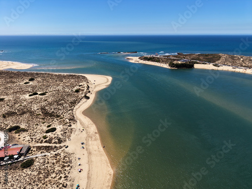 Bild auf Leinwand Mira river estuary meeting atlantic ocean vila nova de milfontes