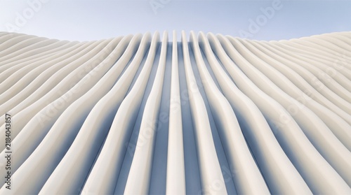Abstract architectural background with white wavy lines and modern structural design