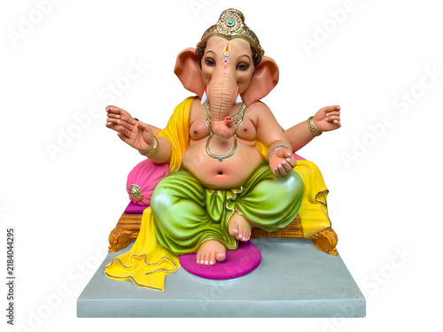 Konstfotografi Hindu God Ganesha on white background, Ganesha Idol