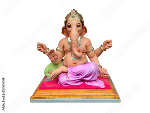 Obraz na plátne Hindu God Ganesha on white background, Ganesha Idol