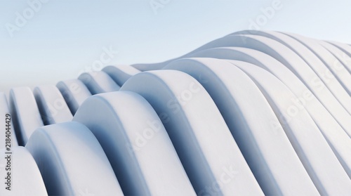 Abstract architectural background with white curved lines and smooth wave patterns.