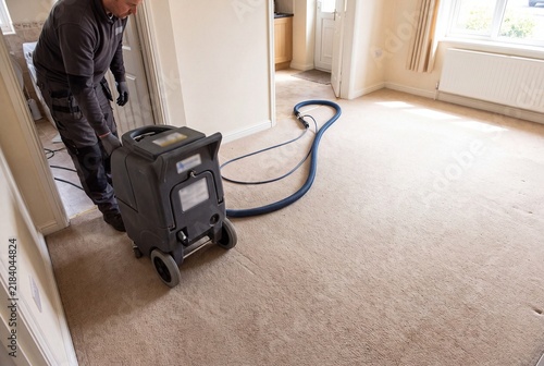 Residential carpet deep cleaning service with extraction machine